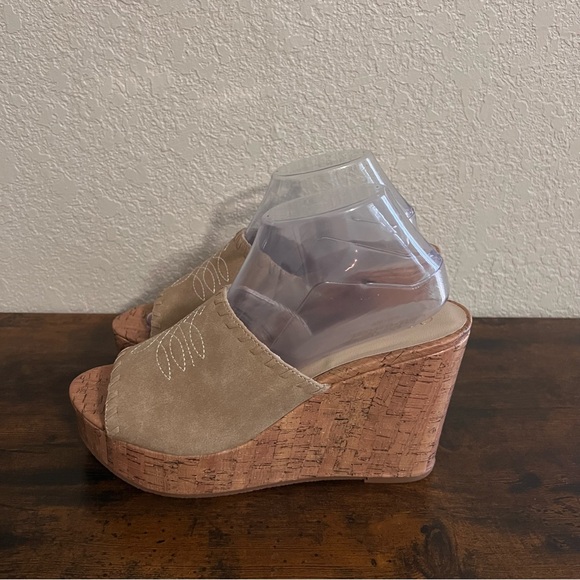 Ariat Shoes - Ariat Taupe Suede Cork Wedge Mules